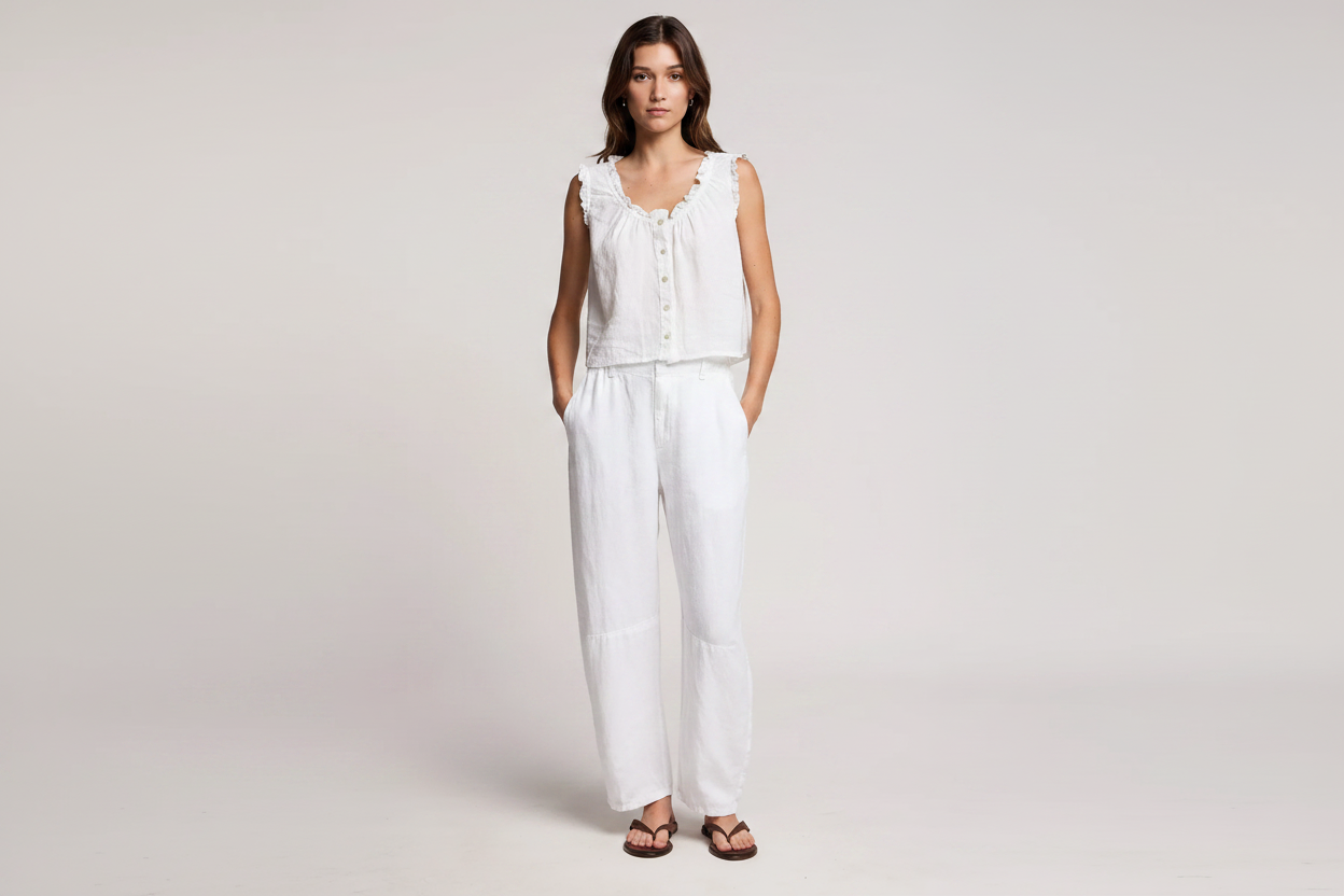 Tana Linen Top - White