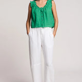 Tana Linen Top - Shamrock
