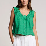 Tana Linen Top - Shamrock