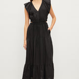 Ginger Linen Cut Out Tiered  Dress - Black