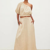 Laleen Linen One Shoulder Top - Biscuit