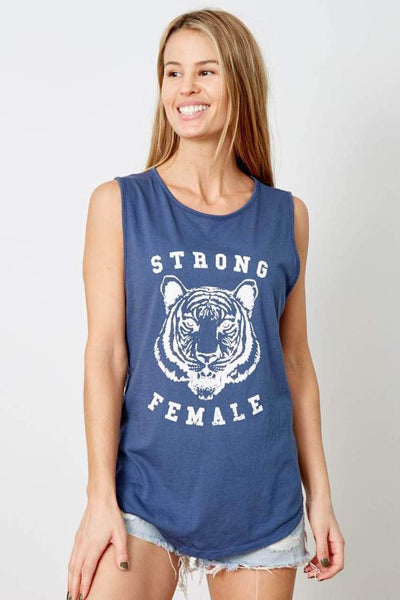 Strong Female Tank - Dark Denim