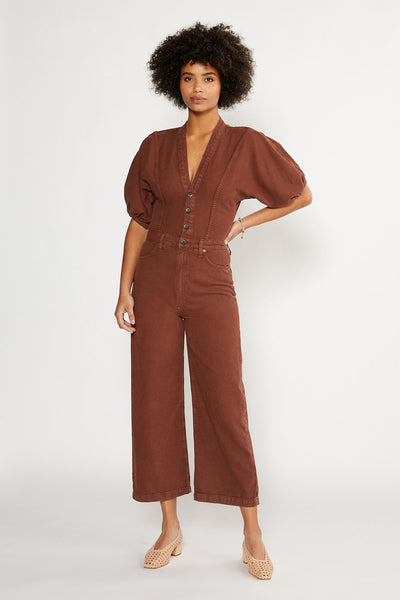Celeste Wide Leg Jumpsuit - Dark Russet