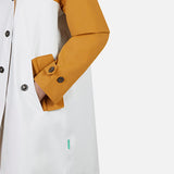 Double Breasted Grin Coat - Honey Brown/White