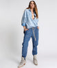 On Repeat Shabbies Drawstring Boyfriend Jeans - Dark Blue