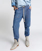 On Repeat Shabbies Drawstring Boyfriend Jeans - Dark Blue