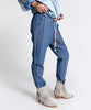 On Repeat Shabbies Drawstring Boyfriend Jeans - Dark Blue