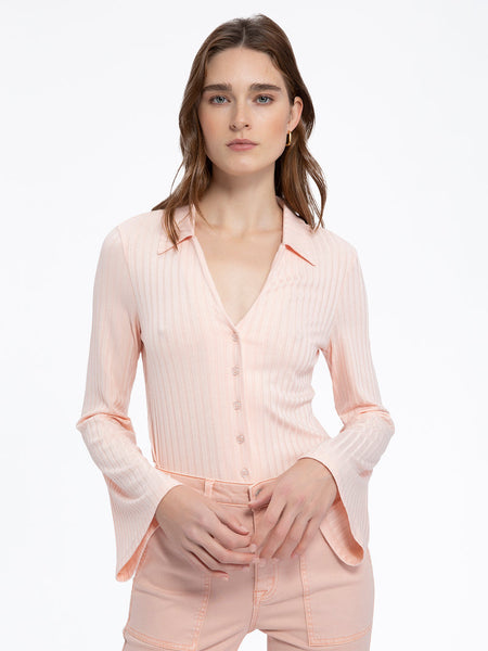 Skimmer Rib Shirt - Peachy Keen