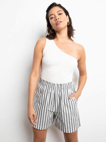 Poplin Paper Bag Short-Optic Stripe