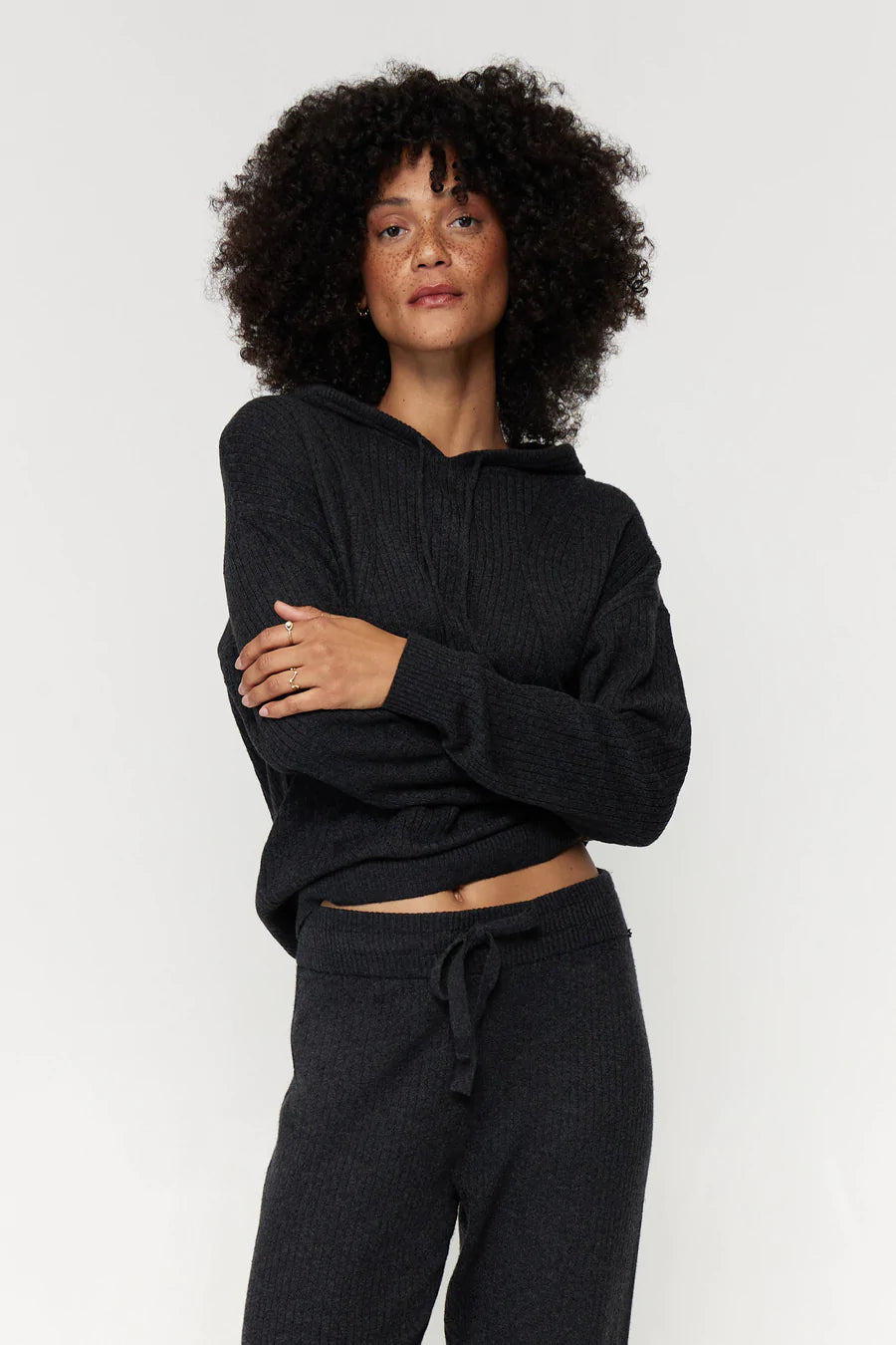 Houston Rib Hoodie- Vintage Black