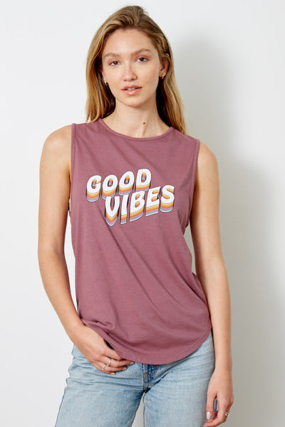 Sassy Good Vibes Tank - Wistful Mauve