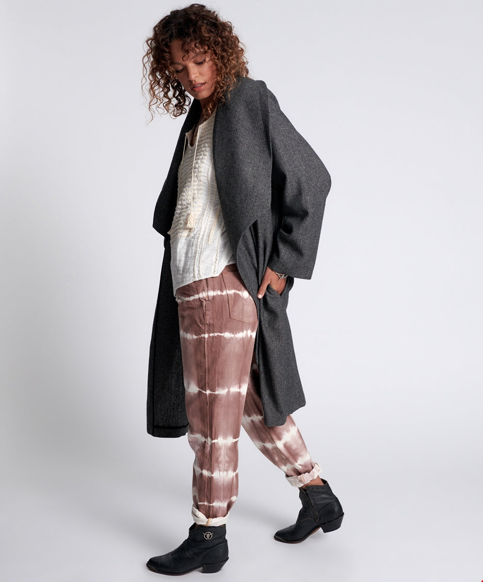 Herringbone Blanket Coat- Grey