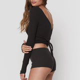 Reversible Ballet Wrap Top - Vintage Black