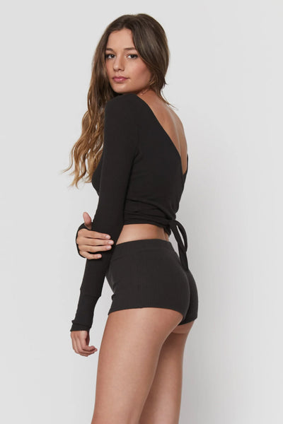 Reversible Ballet Wrap Top - Vintage Black