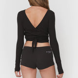 Reversible Ballet Wrap Top - Vintage Black
