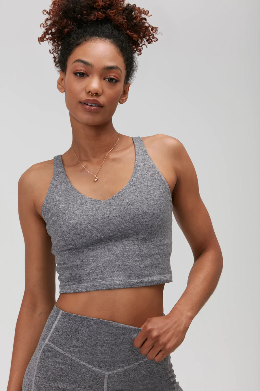 Exhale Tech Heather Longline Bra - Heather Grey