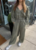 Dionne Woven Linen Jumpsuit- Olive