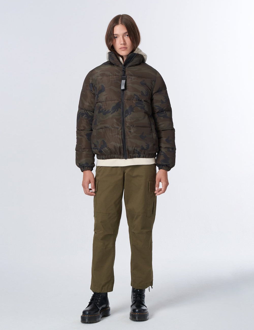 Kari Pongee Puffer - Camo Khaki