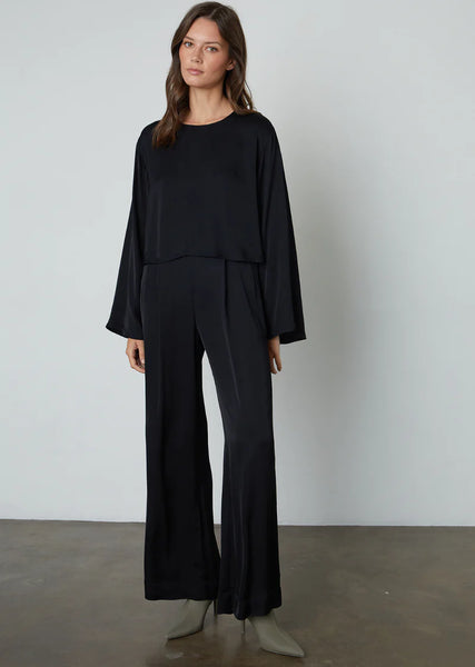 Livi Satin Viscose Pants- Black