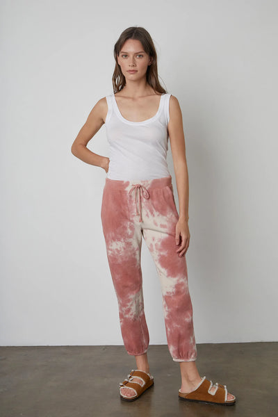Nissa Tie Dye Fleece Pant - Rose