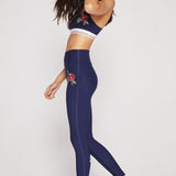 Love Floral High Waist Leggings - Dusty Navy
