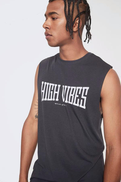 High Vibes Muscle Tank - Vintage Black