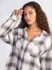 Slit Back Tunic- Faded Black Plaid