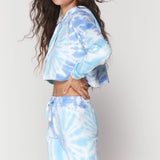 Tie Dye Luna Crop Hoodie - Aruba