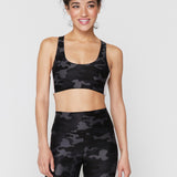 Studio Sports Bra w/ Tape- Black Camo Print