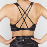 Studio Sports Bra w/ Tape- Black Camo Print