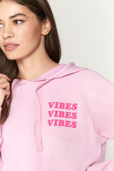 Vibes Luna Crop Hoodie - Paradise Pink