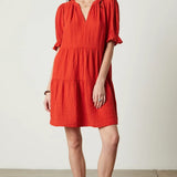 Clarissa Cotton Gauze Dress - Cherry