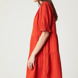 Clarissa Cotton Gauze Dress - Cherry