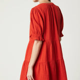 Clarissa Cotton Gauze Dress - Cherry