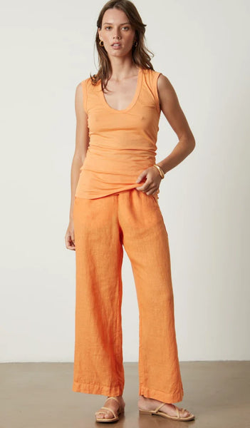 Lola Woven Linen Pant- Heat