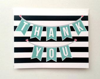 Striped Card with Thank You banner - Message - Thank You