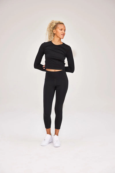 ReSet Cropped Long Sleeve Top - Black