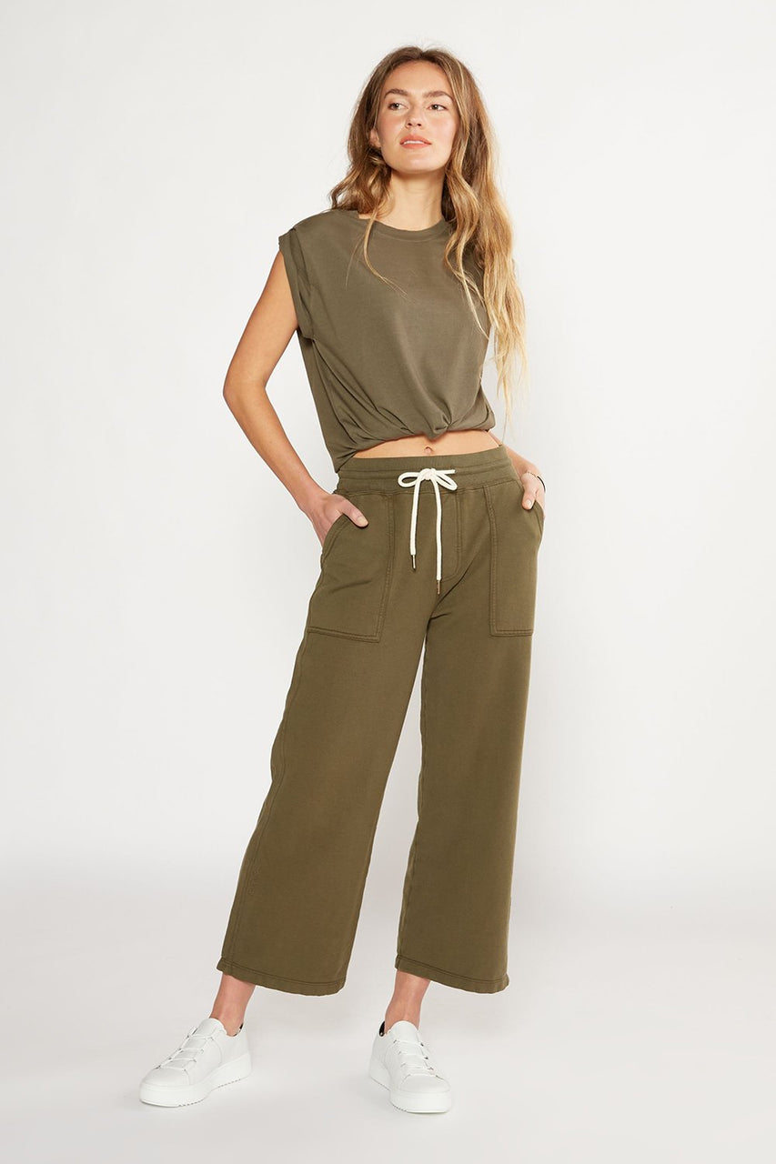 Vivian Wide Leg Terry Pant - Sea Turtle