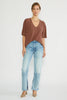 Ulli Relaxed V-Neck Jersey Tee- Cognac