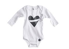 Ninja Heart Onesie Long Sleeve - White