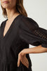 Margaret Embroidered Cotton Dress- Black