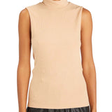 Essential Sleeveless Mock Neck Top - Light Maple