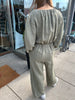 Dionne Woven Linen Jumpsuit- Olive
