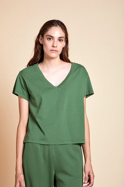 Jersey Vneck Tee-Clover