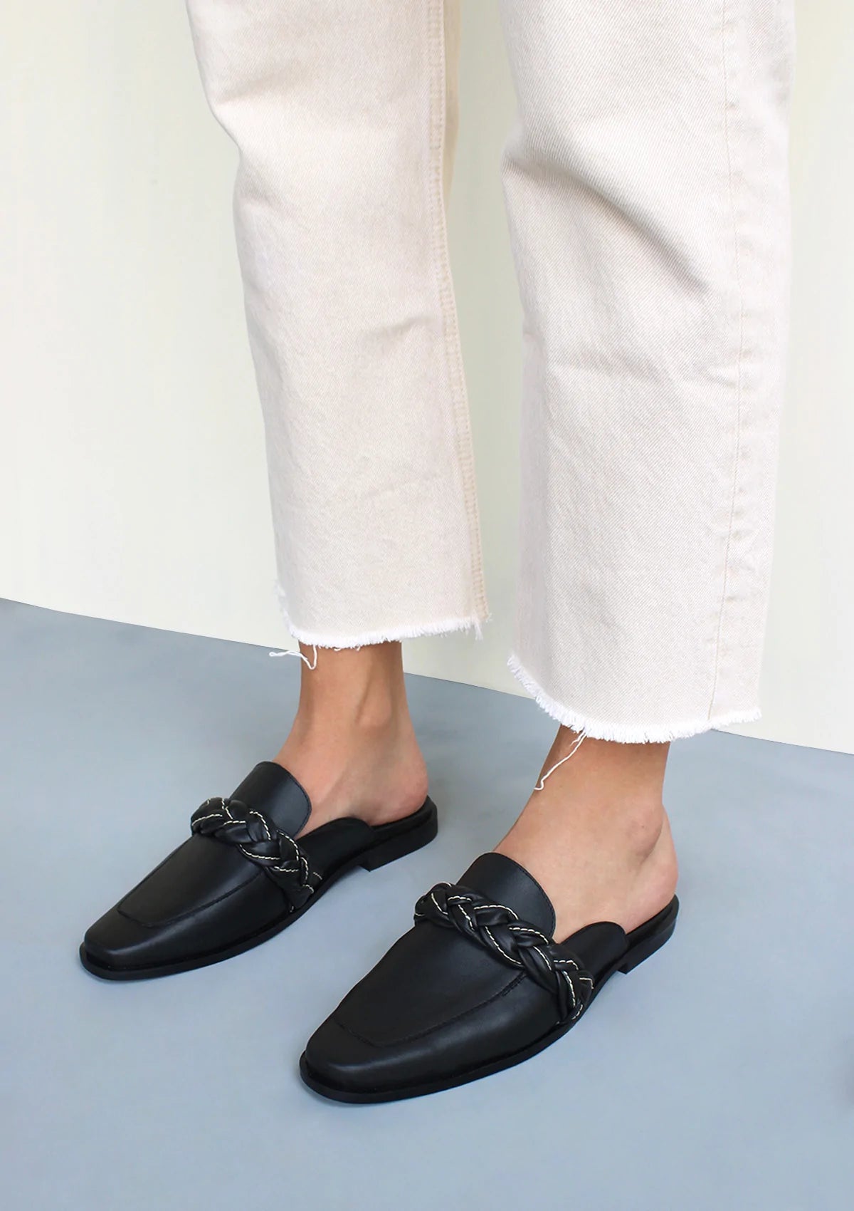 Poltava Mule With Braid- Black