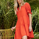 Clarissa Cotton Gauze Dress - Cherry