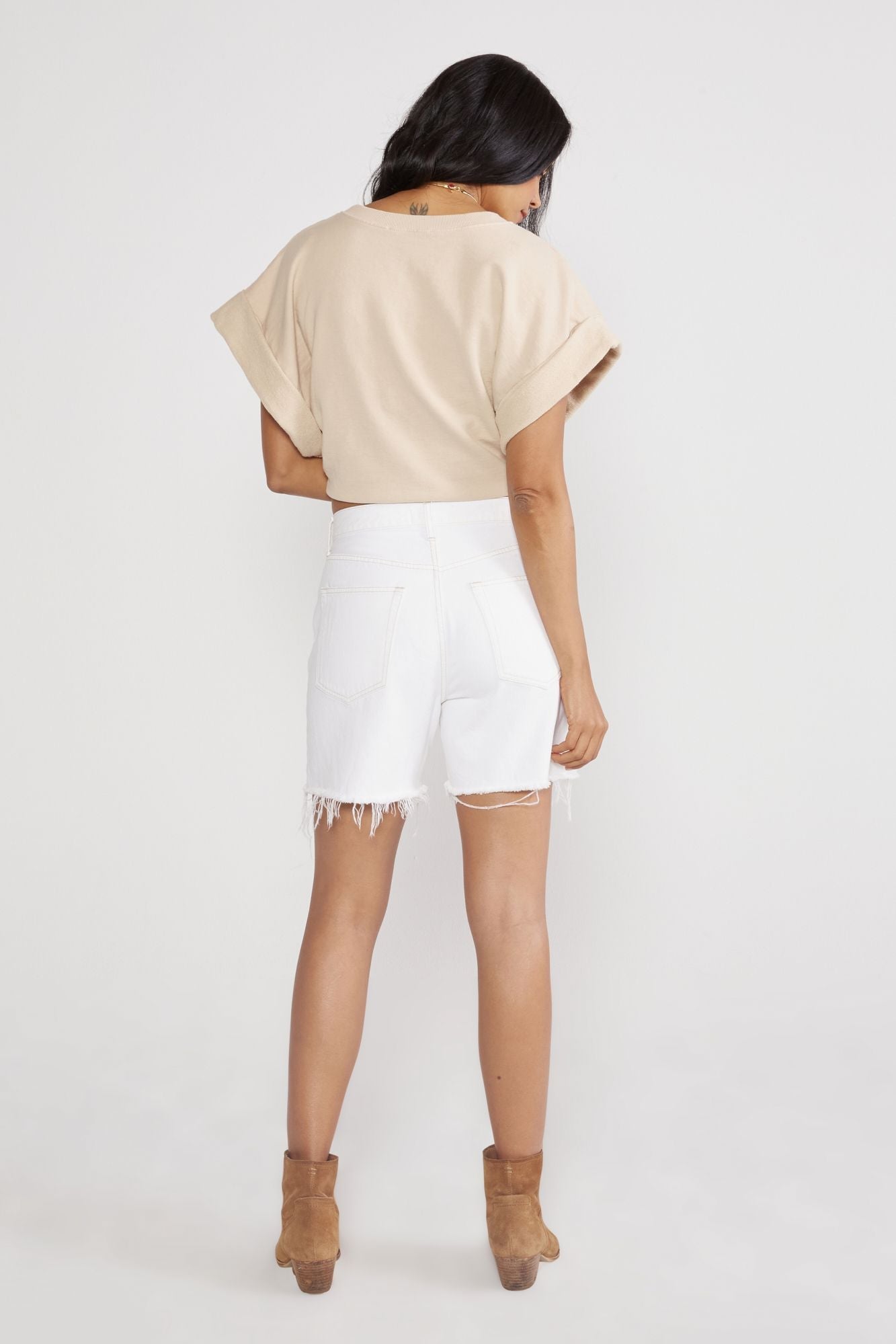Skylar Cut-off Short - Vintage White