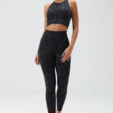 Love Sculpt Jaquard Leggings- Black Jacquard